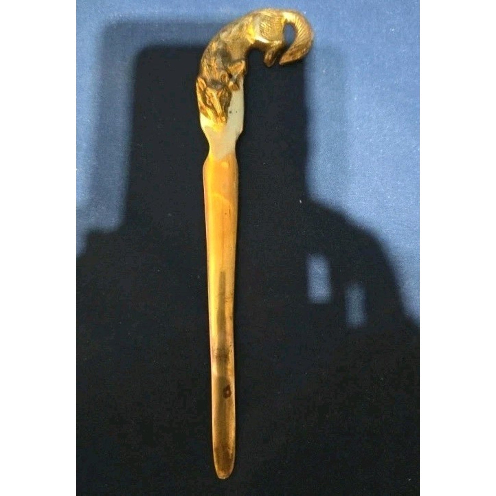 Vintage Brass Fox / English Country Style Letter Opener Desk Accessory 8"