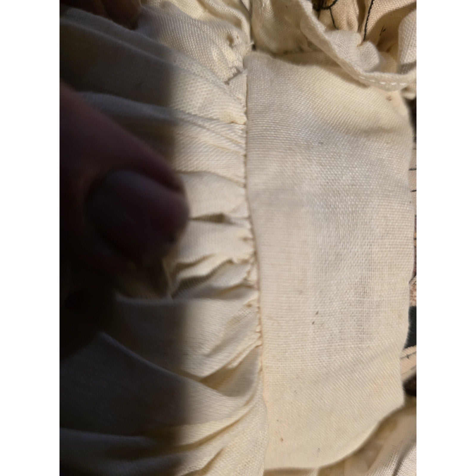 Vintage Handmade 14" Fabric Rag Doll With Long Brown Yarn Hair