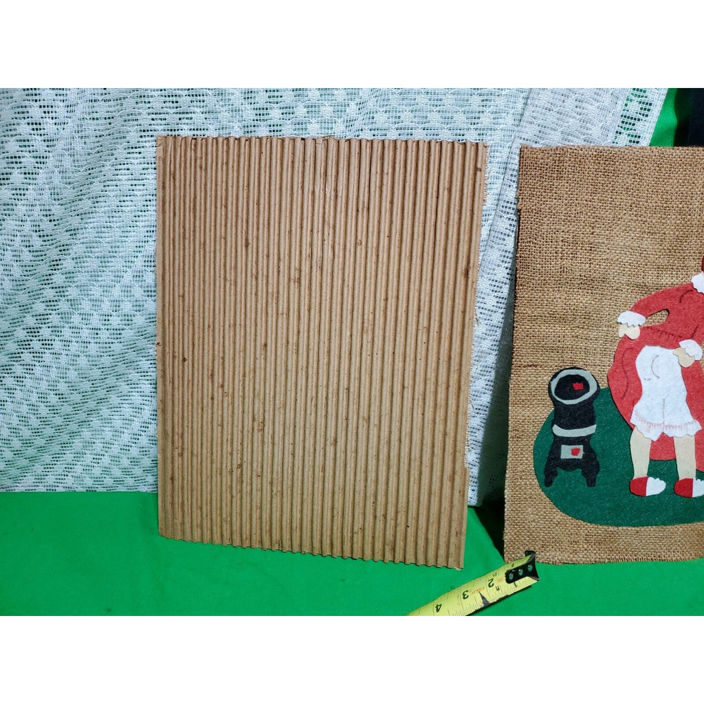 Original Art: Vintage Collage on burlap w/ felt Christmas art his & hers 11"X14