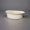 White Oval Gravy Boat with Gold Trim Made in Sri Lanka Hand Wash Recommended
