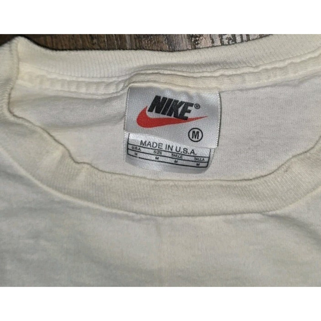 Vintage Rare 90s Nike Peace Love Swoosh T Shirt Medium Made in USA Red Tag