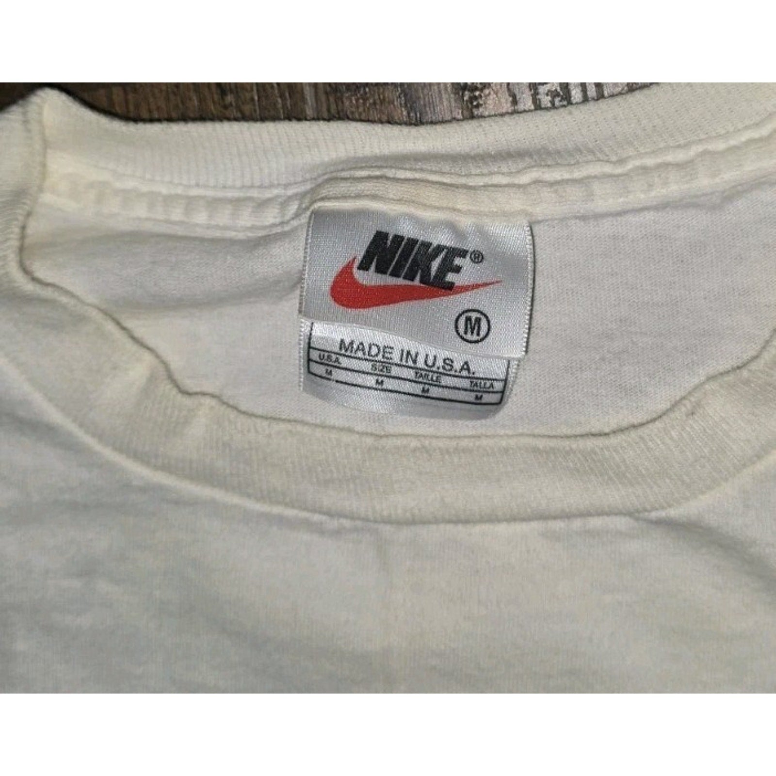Vintage Rare 90s Nike Peace Love Swoosh T Shirt Medium Made in USA Red Tag
